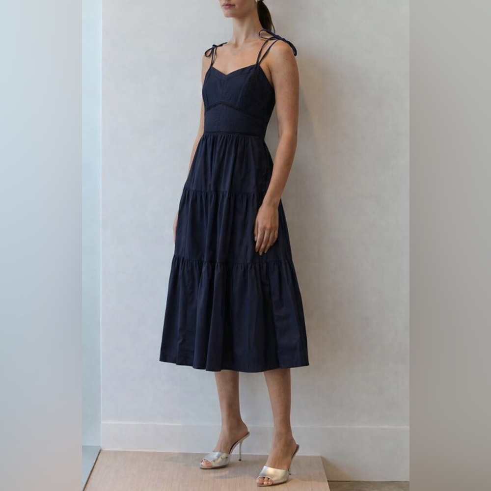 Christy Lynn Mira Tiered Midi Dress Navy Blue Sleeveless - Picture 11 of 11